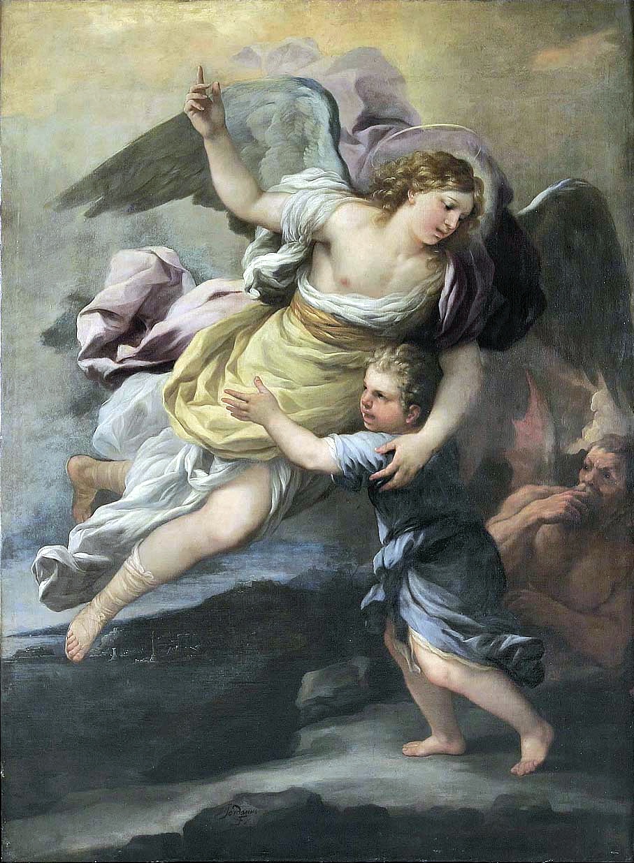 A Guardian Angel protects from a shoulder demon. 